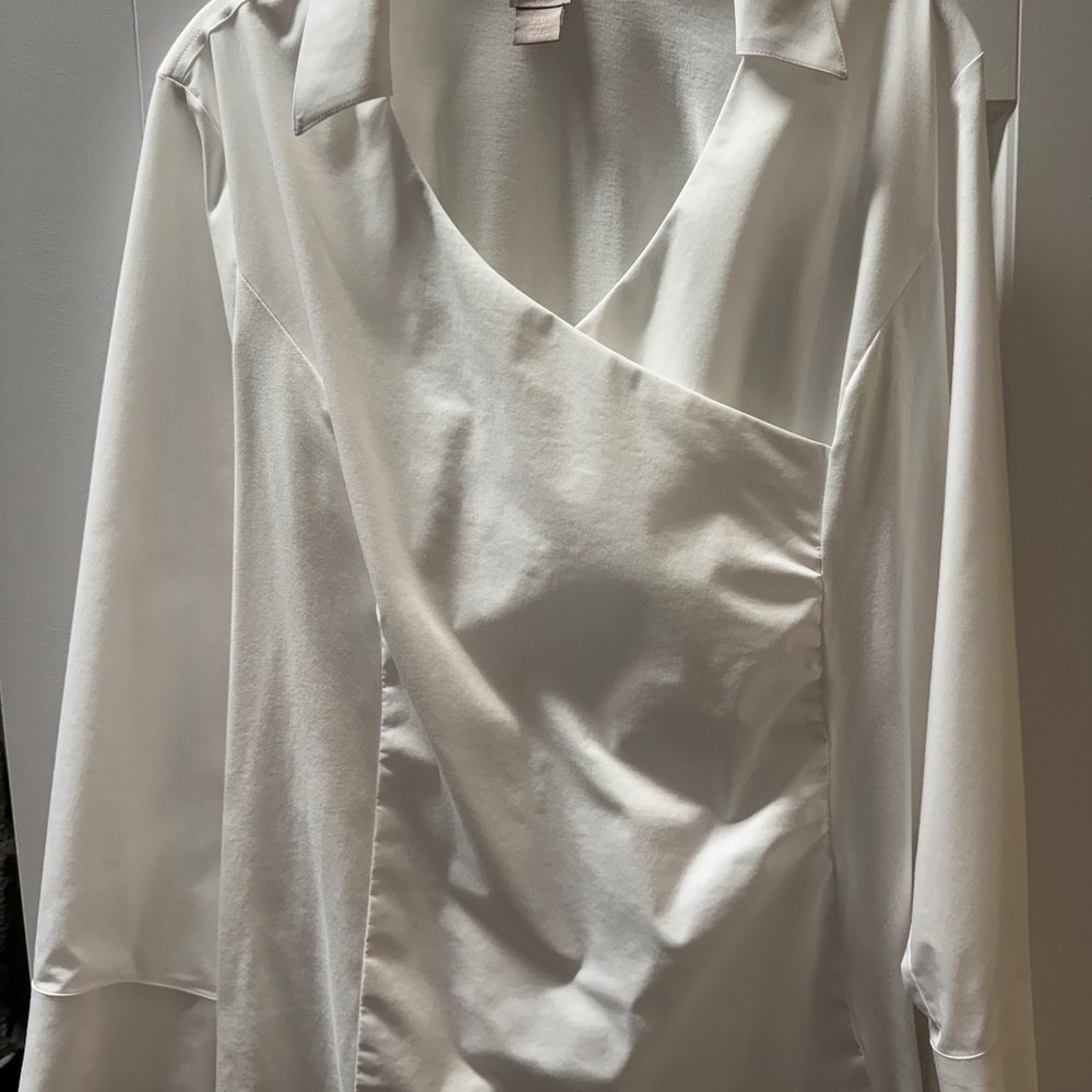 Chico’s White Faux Wrap Blouse – Size 2 (12–14)